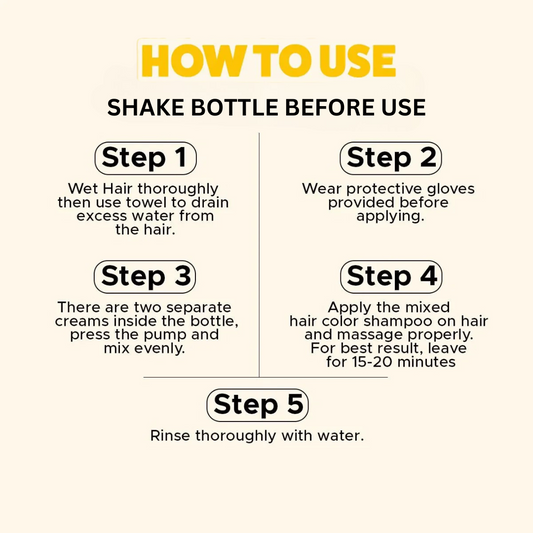 Steps to use Instant Dark Brown hair color shampoo with argan oil and vitamin B5-Ammonia Free