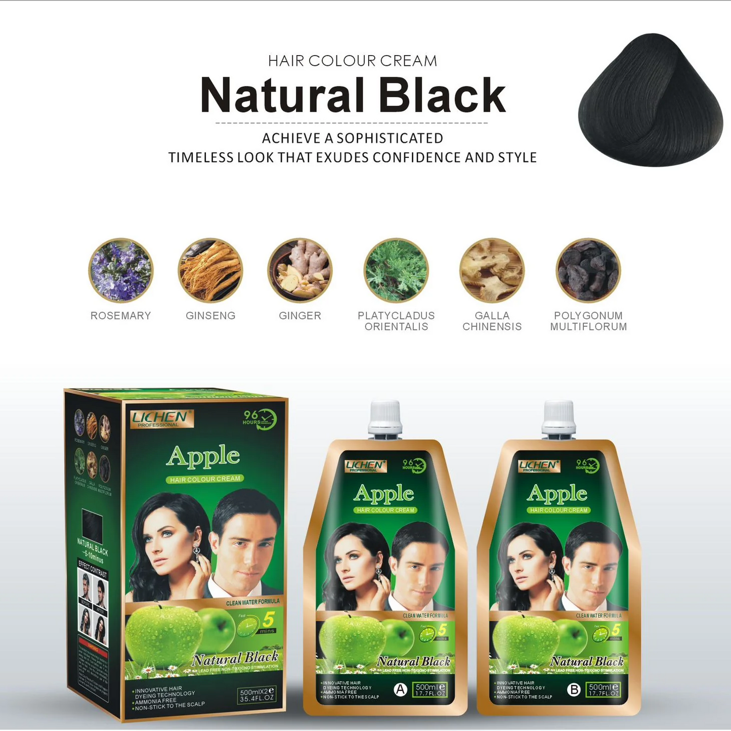 Apple Hair Color Cream 500ml x 2=1000ml